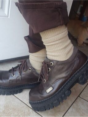Flying Tomato Brown Chunky Combat Boots